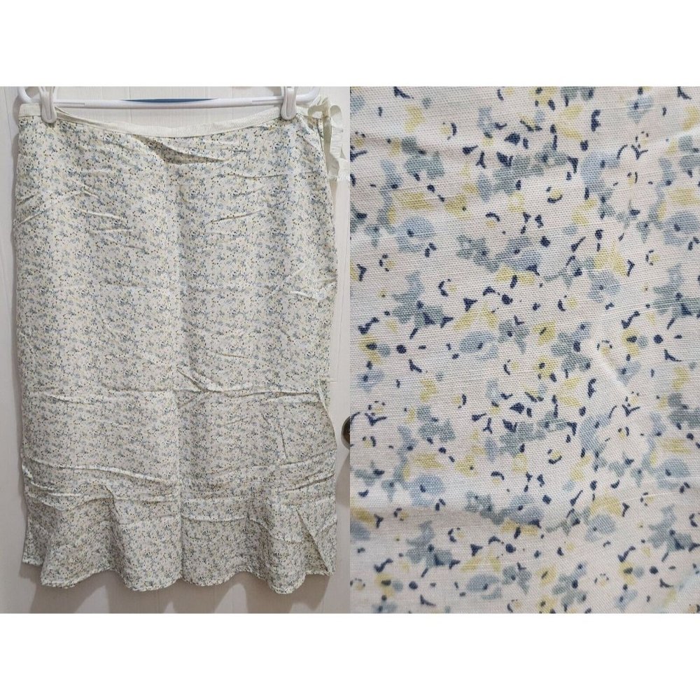 Eddie Bauer Women's Below The Knee Skirt Side Zip Lyocell/Linen Ditsy Floral 12‎